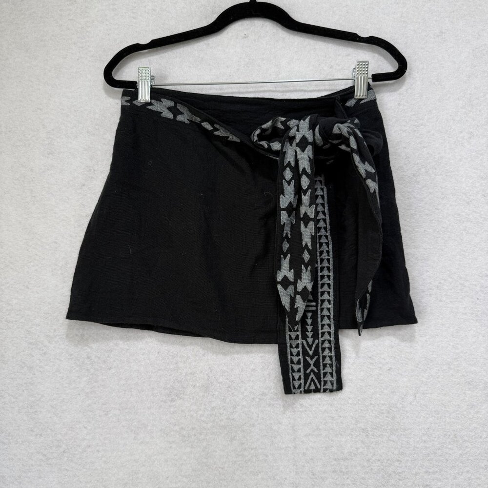 Alma Libre Skirt Womens Small Medium Black Wrap Tie Waist Belted Mini Boho